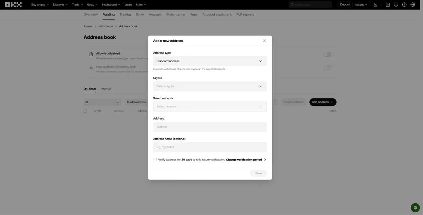 Як додати адресу до білого списку адрес OKX - Cryptomannn.